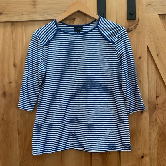 Who What Wear Tops - WHO WHAT WEAR blue white nautical striped t-shirt